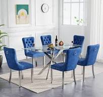 blue dining chairs