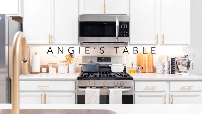 white and gold kitchen appliances